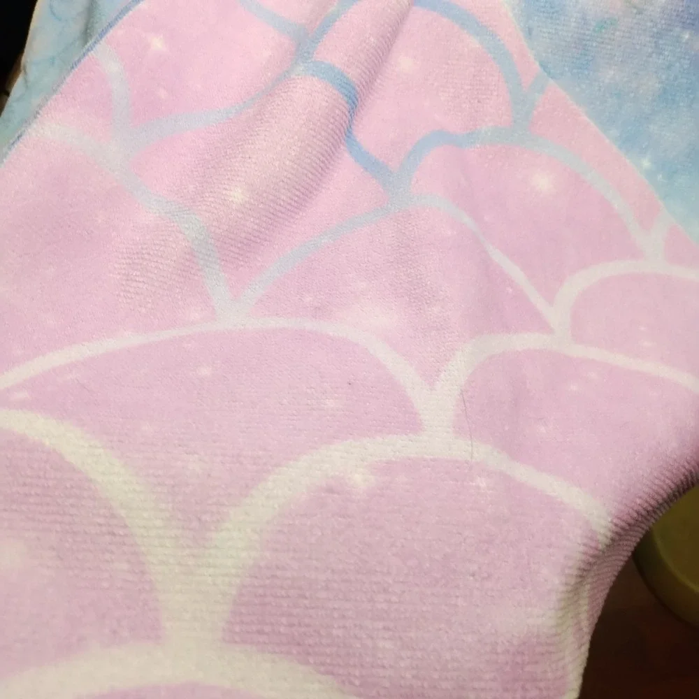 Mermaid Beach Towel Be A Mermaid And Make Waves Pink Blue Shells Starfish 62x31